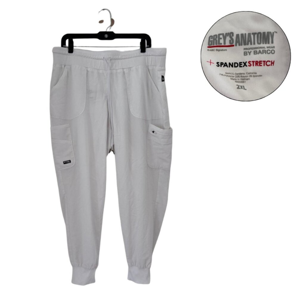 Grey's Anatomy Eden Jogger Scrub Pants White 2XL